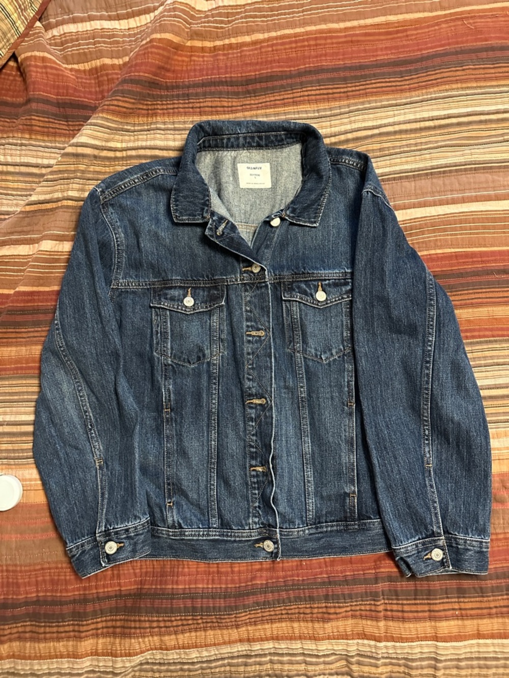 Old Navy Denim Boyfriend Jacket in Dark Blue
